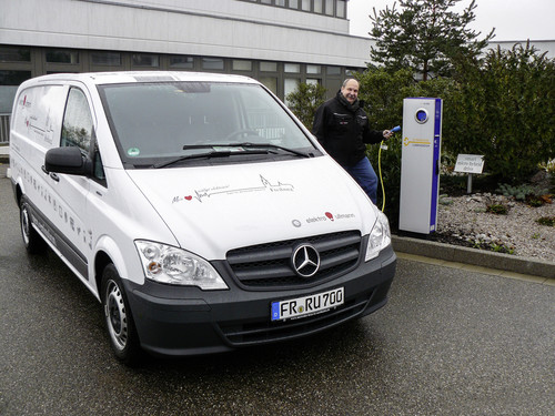 Der Freiburger Elektroinstallateurmeister Reiner Ullmann setzt auf den Mercedes-Benz Vito E-Cell.