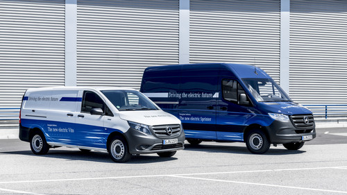 Mercedes-Benz e-Vito und e-Sprinter (von links).