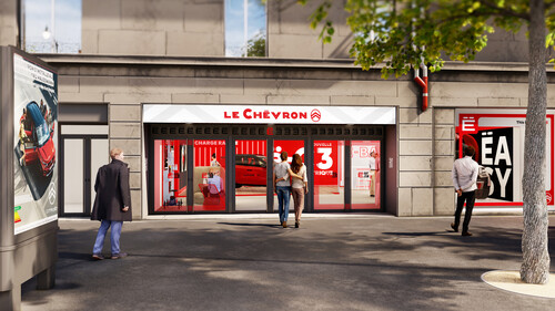 Pop-up-Store Le Chëvron in Paris für den Citroën ë-C3.